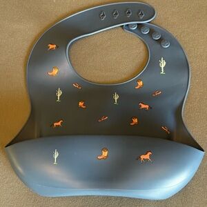 Kids Silicone Bib with Cowboy Print